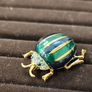 D'Orlan Vintage Bug Brooch, 22kt Gold Plated, Swarovski Crystals
